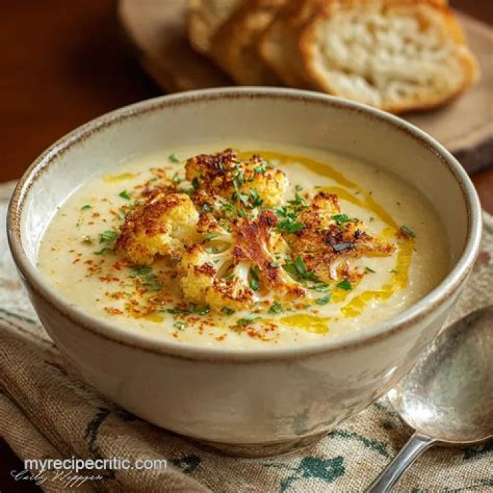 Roasted Cauliflower Soup with White Cheddar